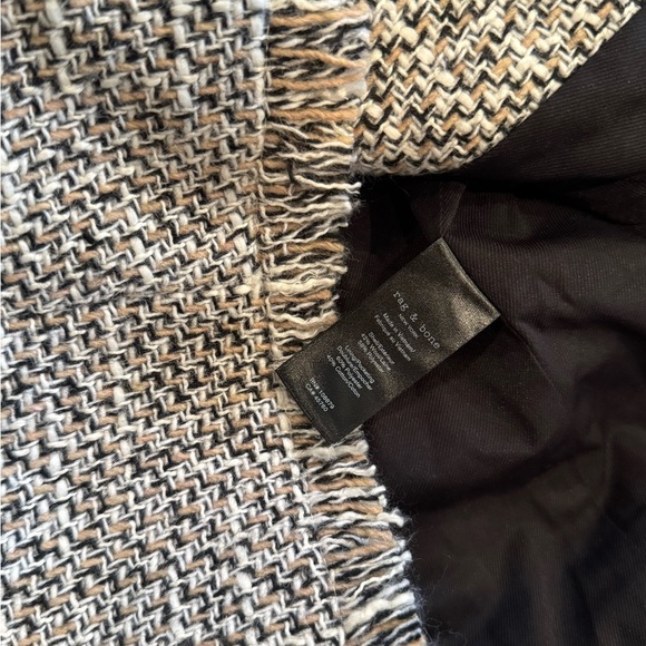 Rag & Bone Black and Cream Carmen Blazer Jacket Cropped Tweed Jacket Size 10 - Picture 11 of 12